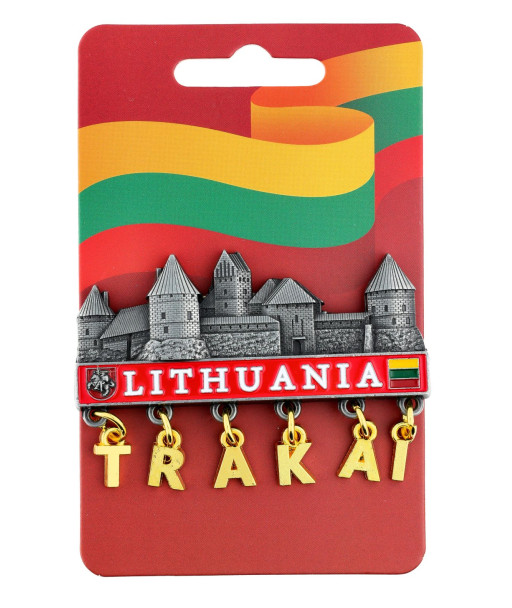Fridge Magnet Trakai Castle with Hanging Letters TRAKAI